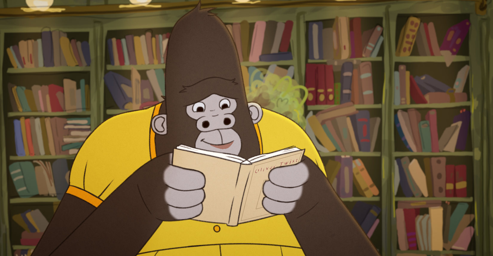 Un gorille qui lit un livre