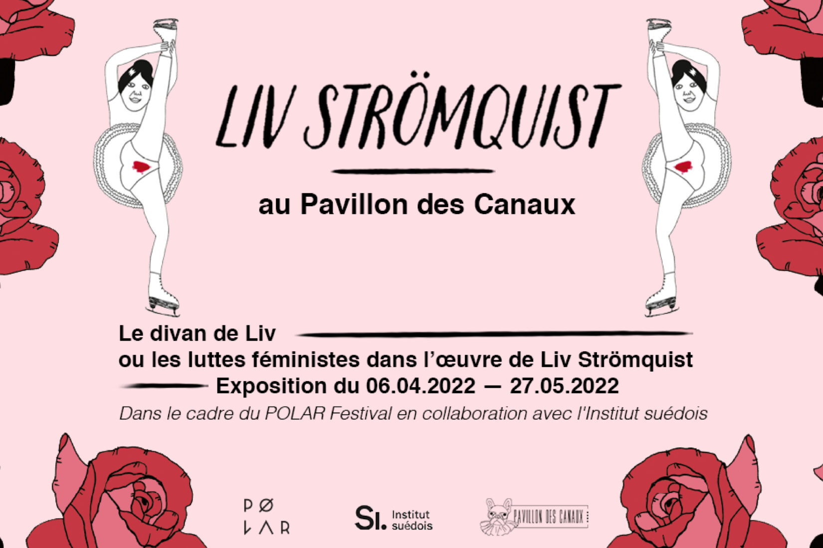 Poster of the Liv Strömquist exhibition at the Pavillon des Canaux
