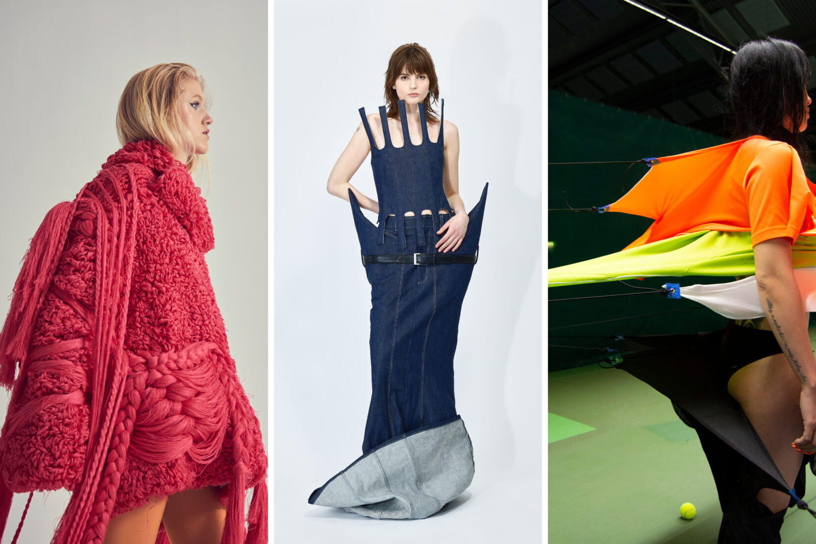 Collage de trois photographies de mode