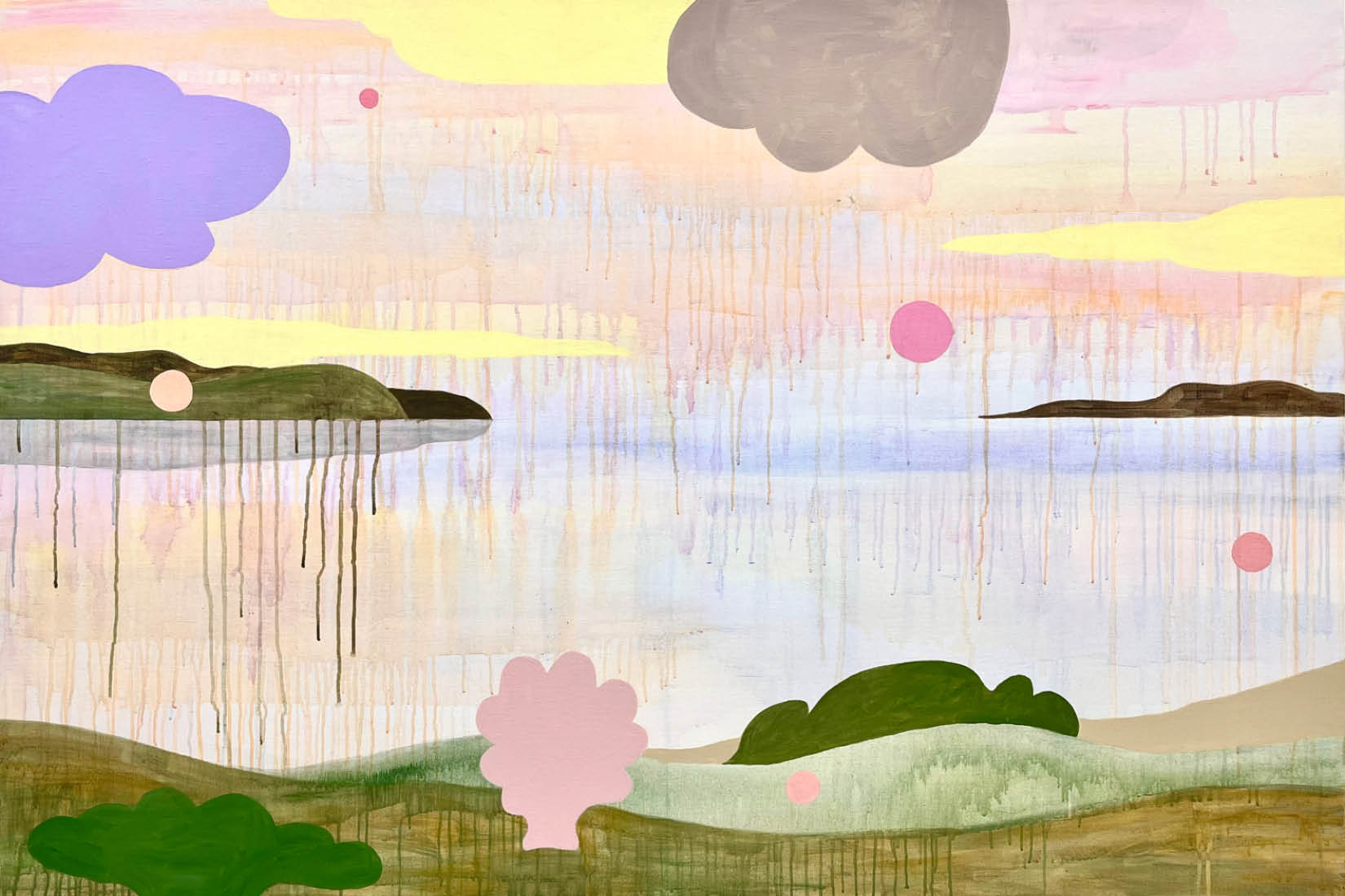 Peinture de paysage côtier aux couleurs pastel